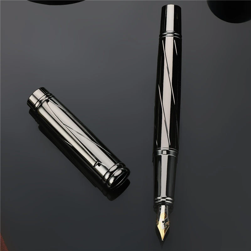 

0.5mm Nib Luxury Silver Plating Fountain Pen High Quality Standard Type Ink Pen Writing Office School Stationery Supplies 03872