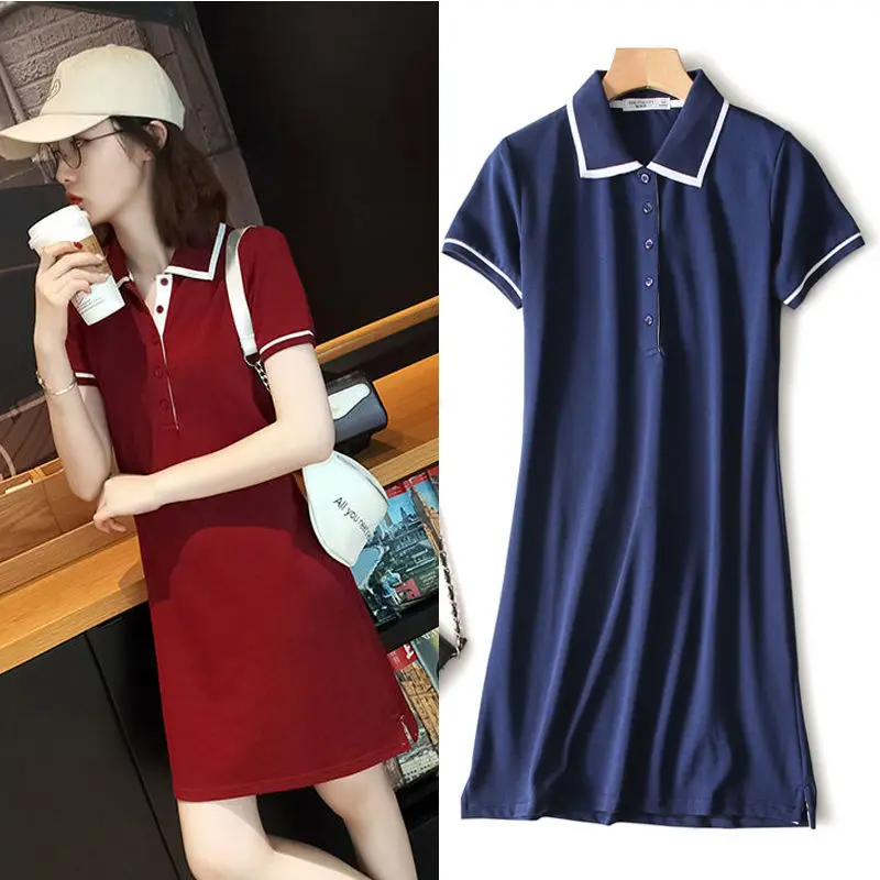 

High Quality Summer Ladies Short Sleeve Polo Dress Casual Ladies Lapel Polo Shirt Loose Oversize Cotton Ladies Fashion T-shirt