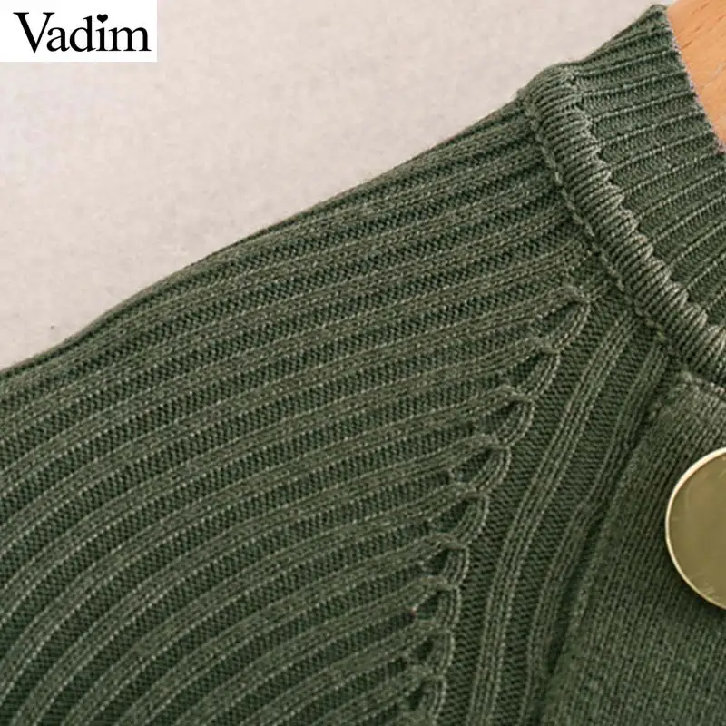 Женское элегантное платье vadim с декоративной пуговицей Вязаные свитеры Длинные