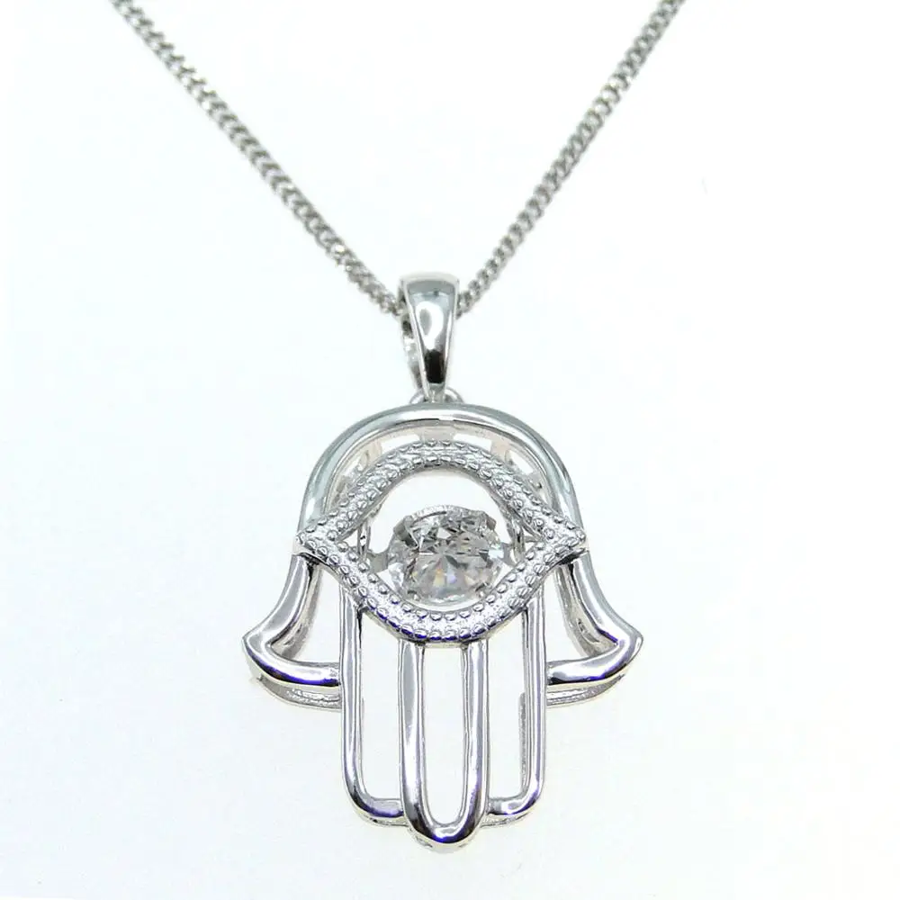 

Хит продаж, красивый кулон из стерлингового серебра 925 пробы, танцевальный CZ камень, Хамса, ожерелье для помолвки/вечерние/подарок на день рождения