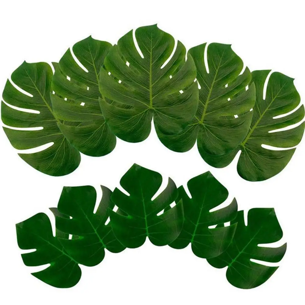 

12pcs tropical palm tree leaves Hawaii Party Summer Party Mat Decoration Tropical Plant Wedding Decor Table Table A6H8