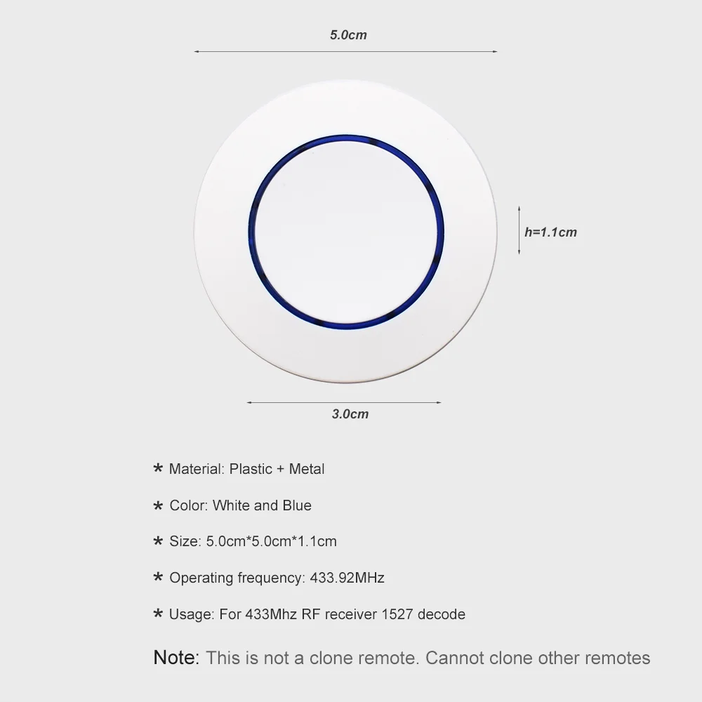 Беспроводной пульт дистанционного управления 3 в 433 МГц 1 кнопка Круглый не
