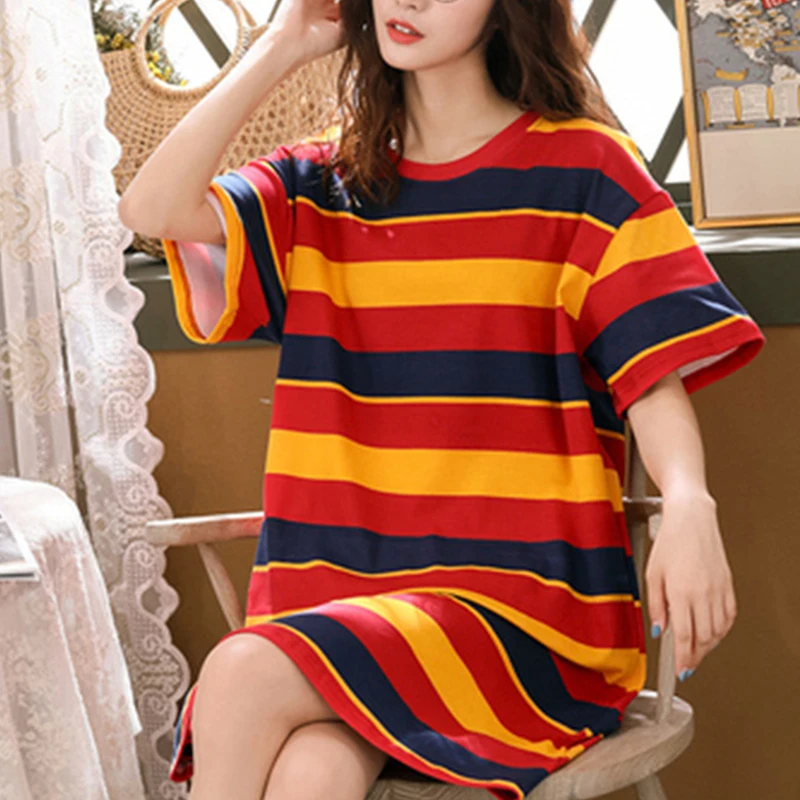 

Nightdresses for Women 2020 Loose Short Sleeve Summer Pajamas for Girls Plus Size Cute Women's Home Clothes sleep tops