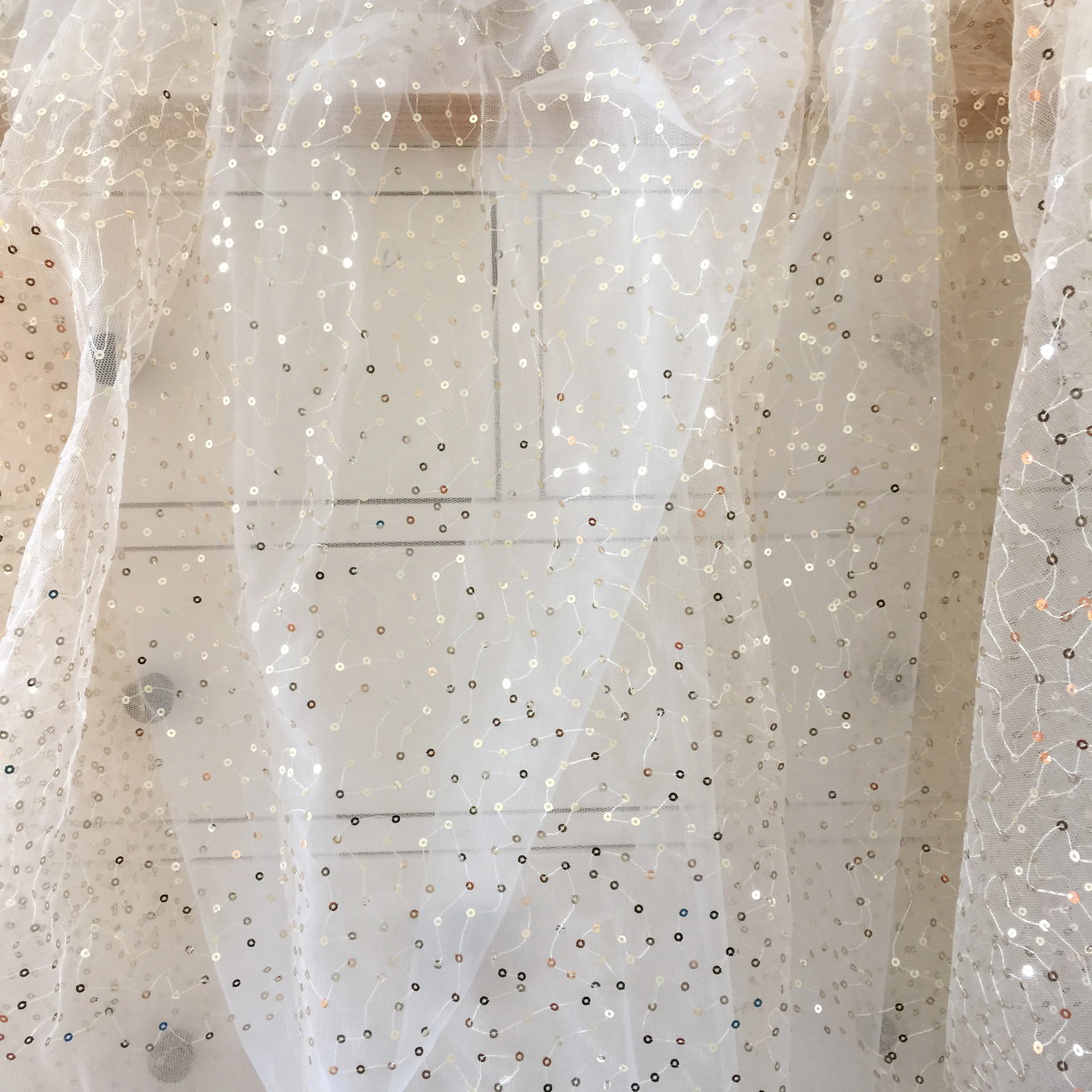 Звездное шифрование блестки вышивка прозрачная сетчатая ткань детское платье