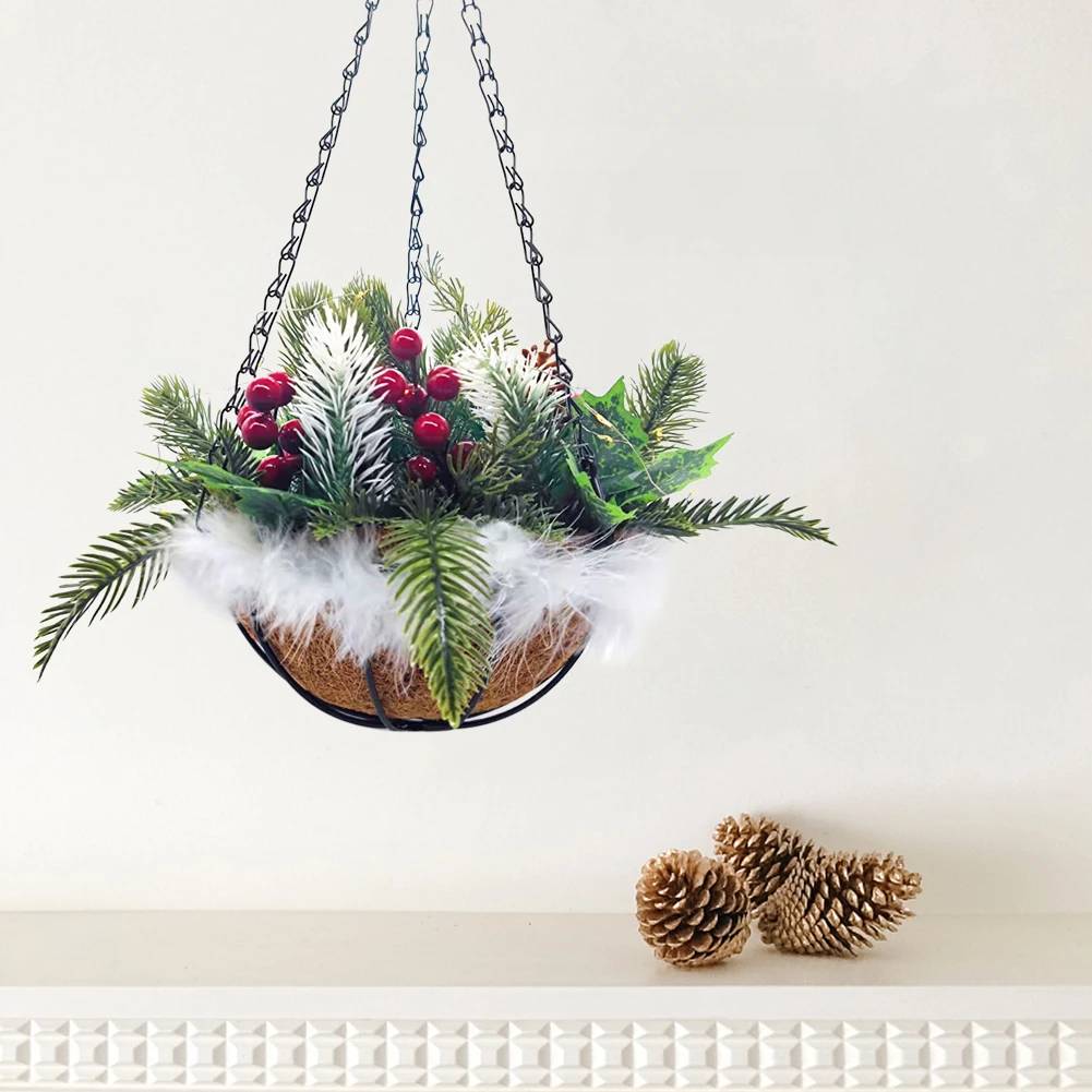 

Рождественская подвесная корзина со светодиодными лампочками, искусственная гирлянда, розничные растения, венки, украшение для дома и улиц...