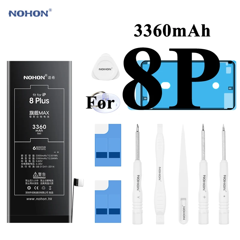 

Аккумулятор Nohon для iPhone 8 Plus, 8 P, 3360 мАч