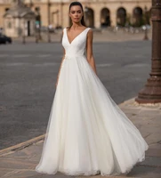 ivory a line v neck wedding dresses 2022 ruffle applique sleeveless zip back big size bridal gowns vestido de noiva longo robe