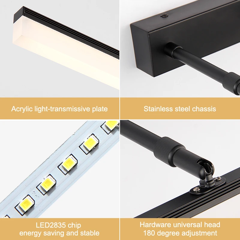 

Modern Bathroom Black Silver Gold LED Vanity light Stretchable Wall lamp indoor bedroom mirror Lighting Wall Lamp sconce fixture