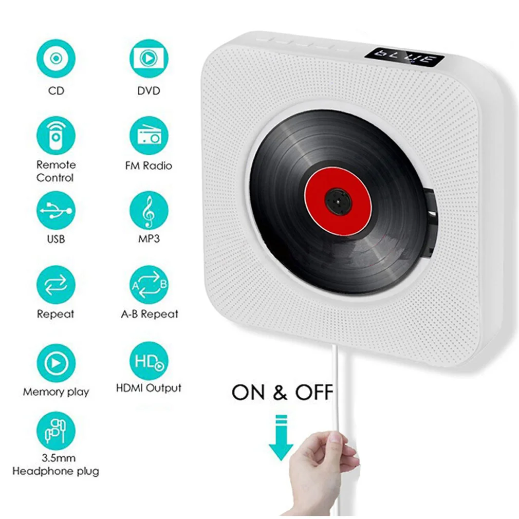 Bluetooth HiFi динамик настенный VCD/DVD плеер CD Boombox FM радио HDMI выход с беспроводным