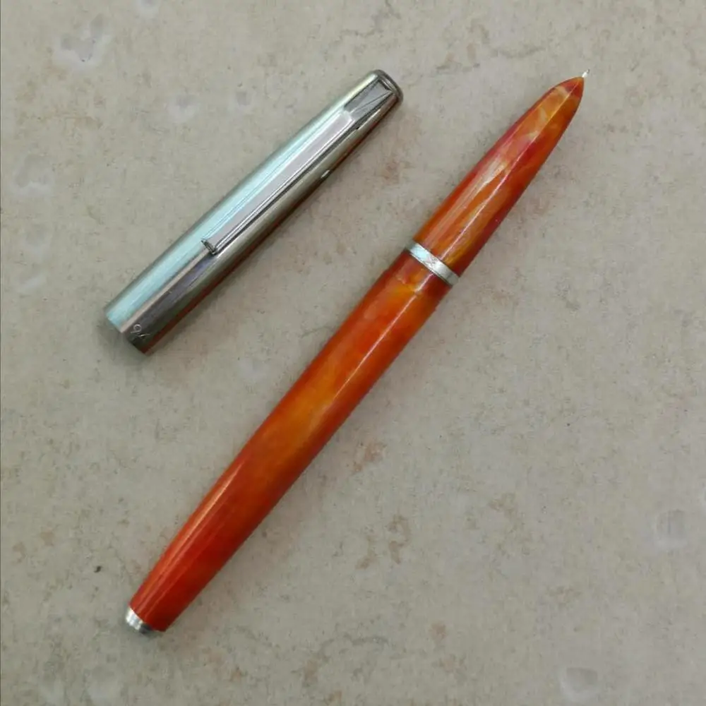 Старый запас КРЫЛО Sung оранжевый целлюлоидный авторучка чернильная ручка