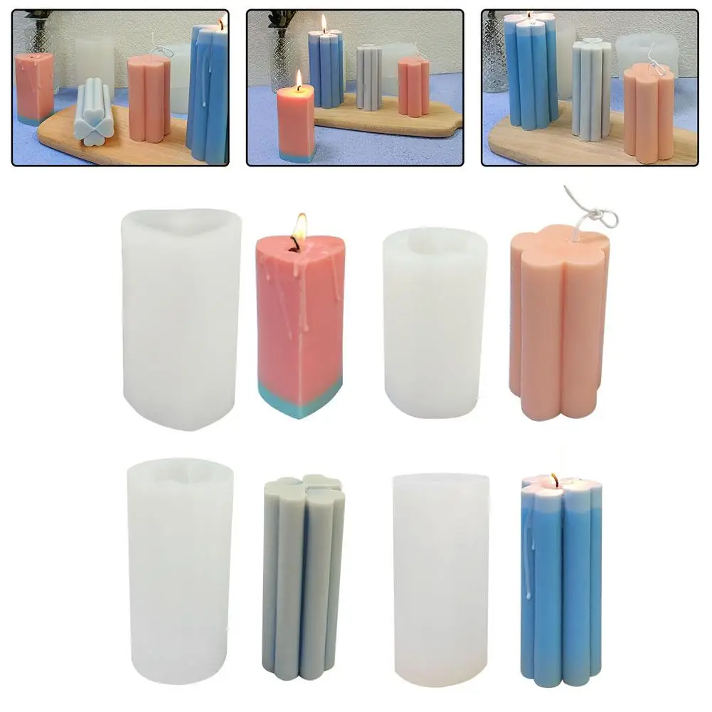 

Flower Aromatherapy Candle Mould DIY Crafts Four-leaf Clover Candle Mold Love Handmade Soap Food Grade Silicone Mould Home Decor
