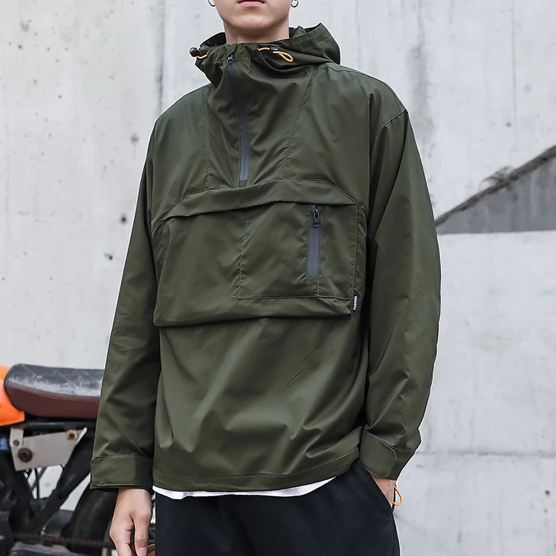 Куртка-карго мужская с капюшоном ветровка водонепроницаемая модная уличная
