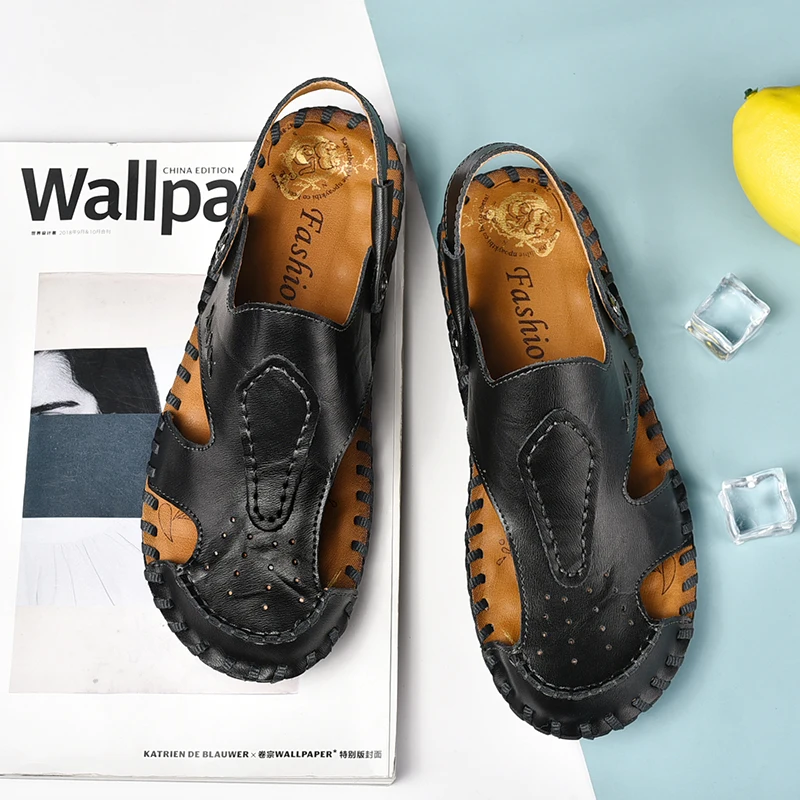 

Men Sandals Outdoor Mens Sandals Summer Big Sandalhas Masculina Men In Men's Shoes Slippers Roman Slip On Italian Leather