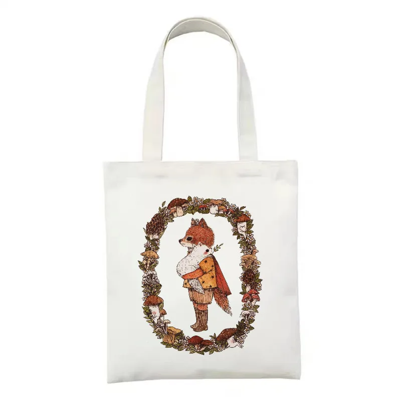 

Reusable Women canvas shopper bag Large shopping bag canvas shoulder bag Cartoon Graphics Handbag travel Tote Bag for Ladies