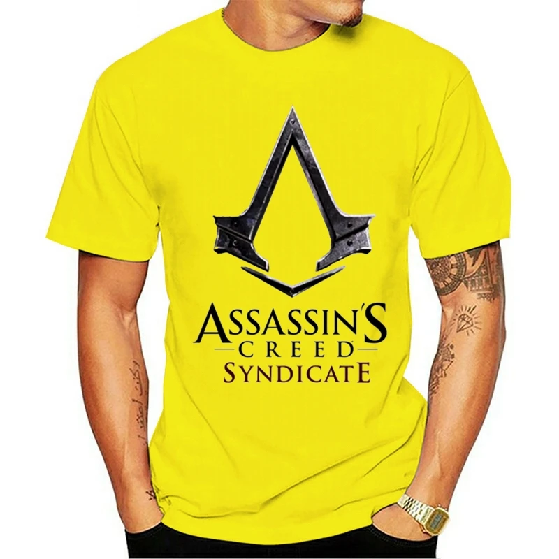 2021 Модные 100% хлопковая Футболка последняя дата Assasin Creed синдикат men'sroupas Tamanho S-2Xl
