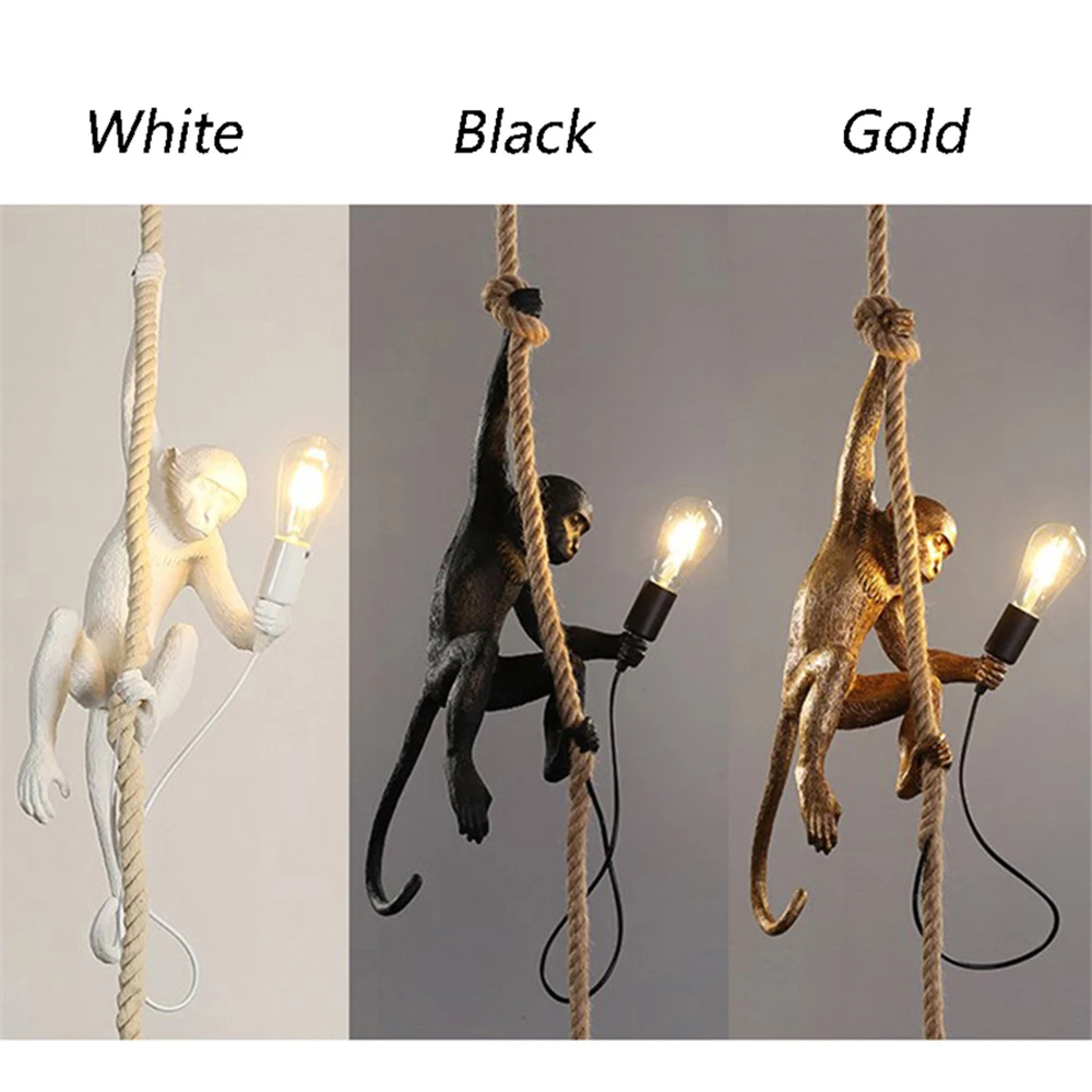 

Nordic Resin Creative Monkey Lamp Retro Industrial Pendant Lights Living Room Restaurant Lustre Pendente Bar Kitchen Hanglamp