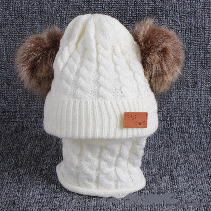 Детская шапка с помпоном зимний шарф детская вязаная Милая для девочек и