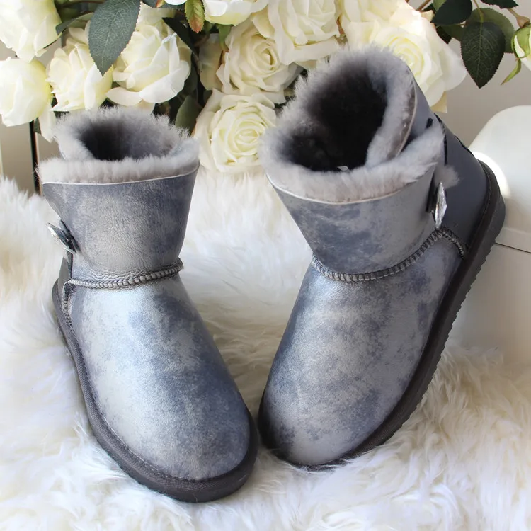 Новинка; зимние ботинки из натуральной овечьей кожи; натуральный мех; Botas Mujer; Коллекция года; Натуральная шерсть; теплые зимние ботинки; Модные женские ботильоны