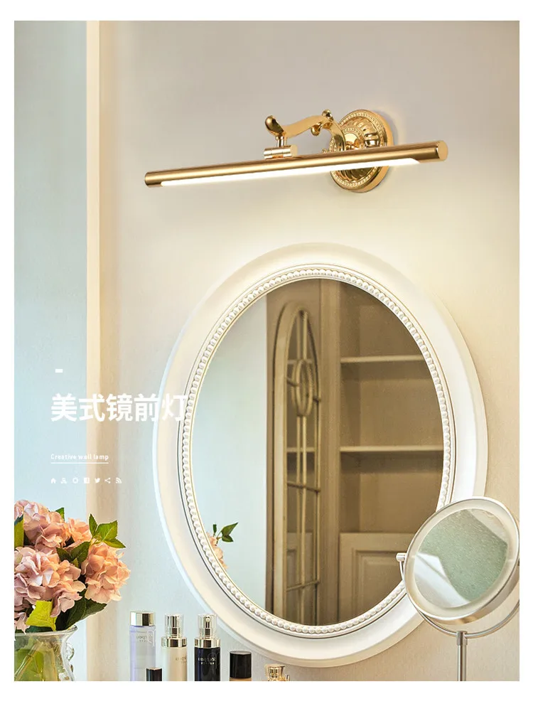 

American mirror front lamp bathroom mirror cabinet lamp golden bronze wall lamp moisture-proof and waterproof mirror washing tab