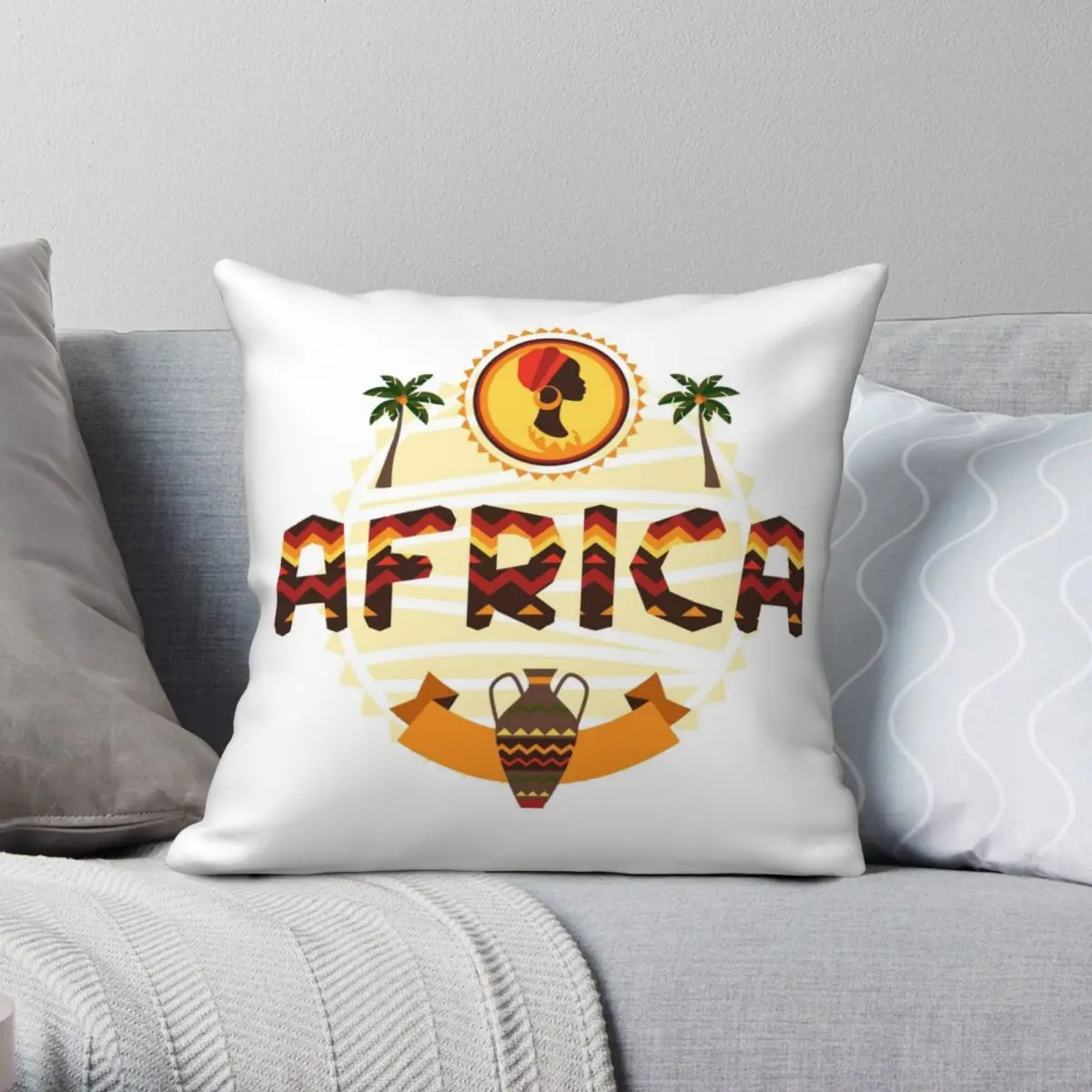 

AFRICA Square Pillowcase Polyester Linen Velvet Creative Zip Decor Pillow Case Sofa Cushion Cover