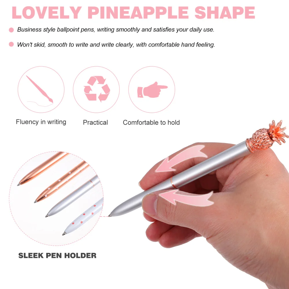 

4pcs Lovely Pineapple Ballpoint Pen Practical Writing Pens Stationery Pens