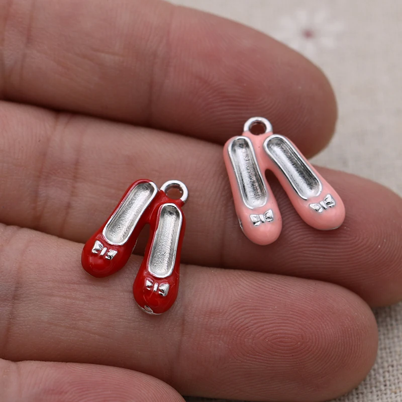 6 шт. подвеска в виде Красной обуви для изготовления украшений браслетов ожерелий