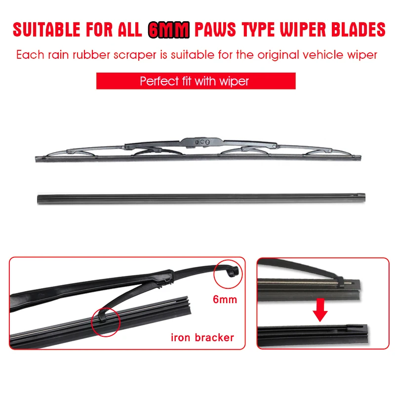 Сменные вставки для щетки стеклоочистителя автомобиля Резиновая лента лобового