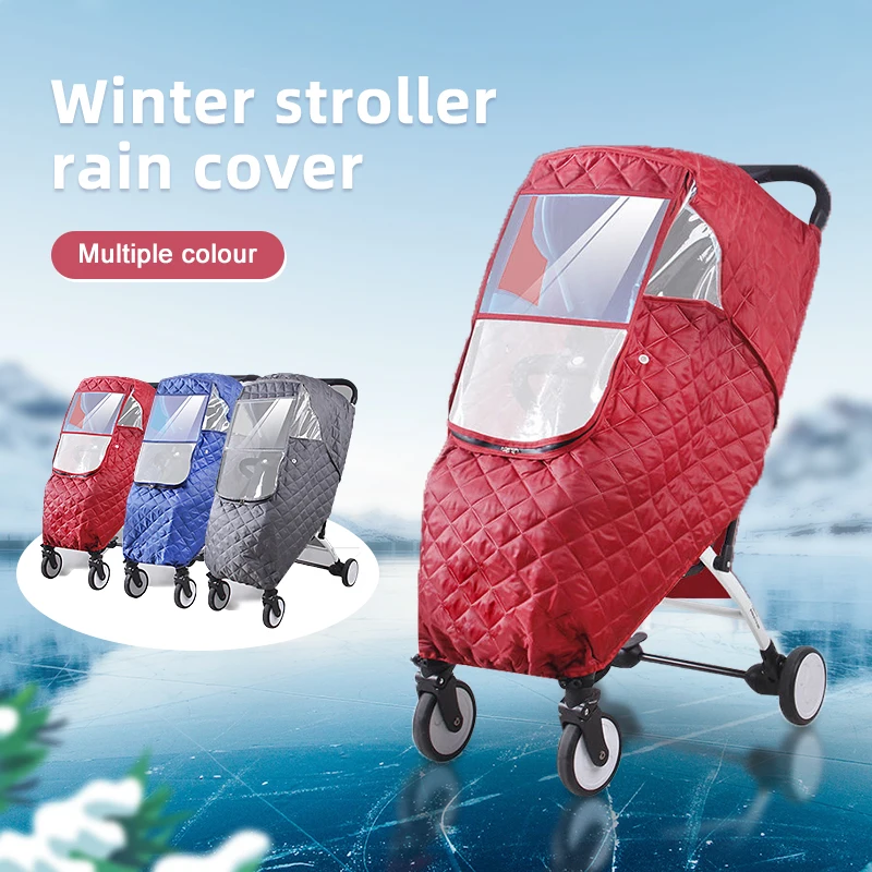 Winter Baby Stroller Raincoat Wind Dust Shield Thicken Pushchair Trolley Accessories Warm Raincoat Stroller Protective Cover