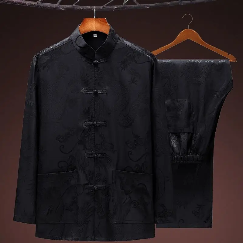 

Traditional Chinese Clothing Set Man Oriental 2 Pieces Tai Chi Kung Fu Uniforms Short Sleeve Tang costume Linen Casual Costumes