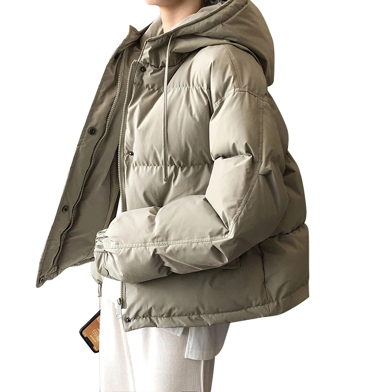 Casual Cotton Padded Coat Women Korean Fashion Loose Solid Hooded Jacket Women 2022 Winter Thicken Warm Outwear Female LD2692