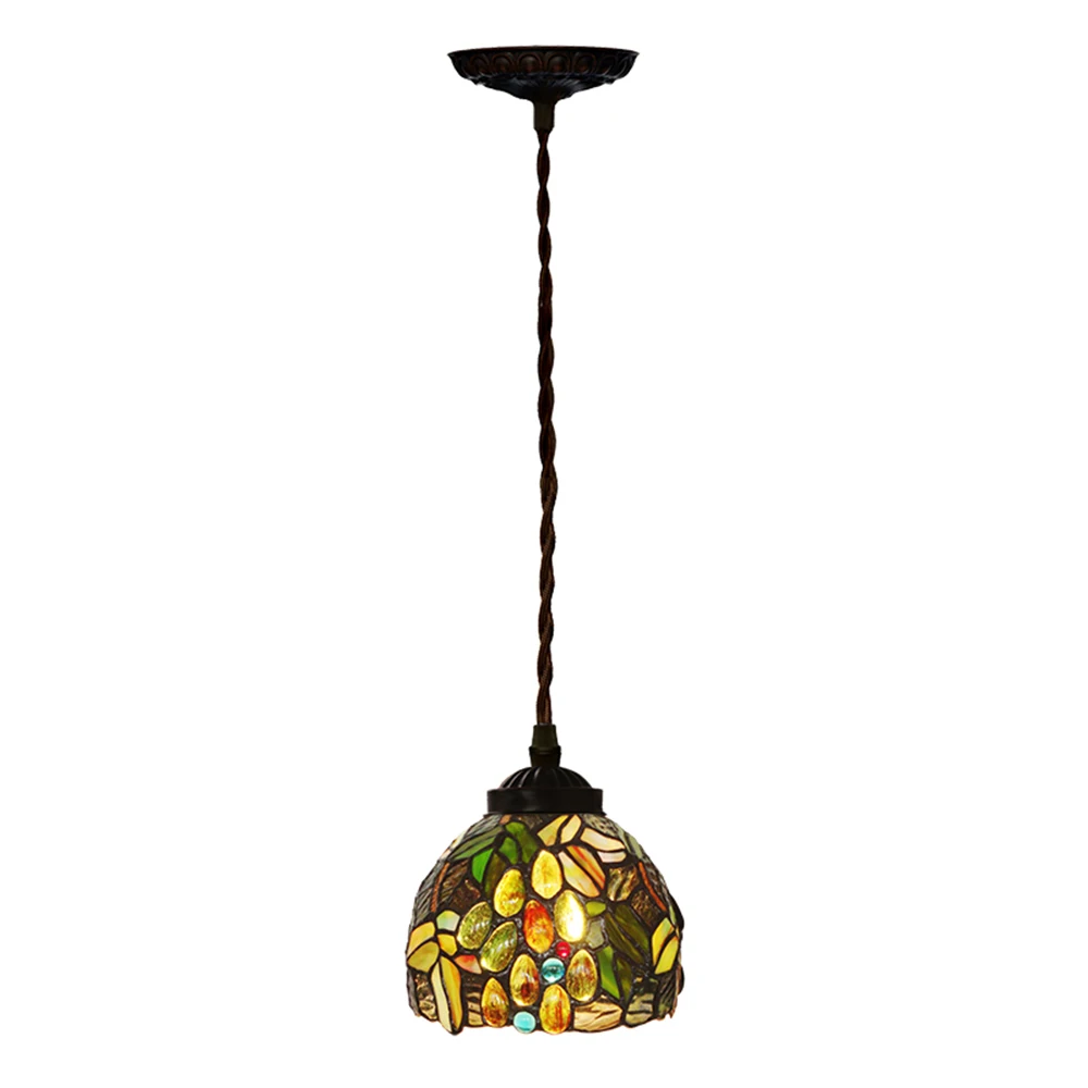

Pendant Ceiling Light W/ 6.5" Grape Stained Glass Lampshade,Vintage Chandelier Lamp for Indoor Decoration,1-light, Tiffany Style