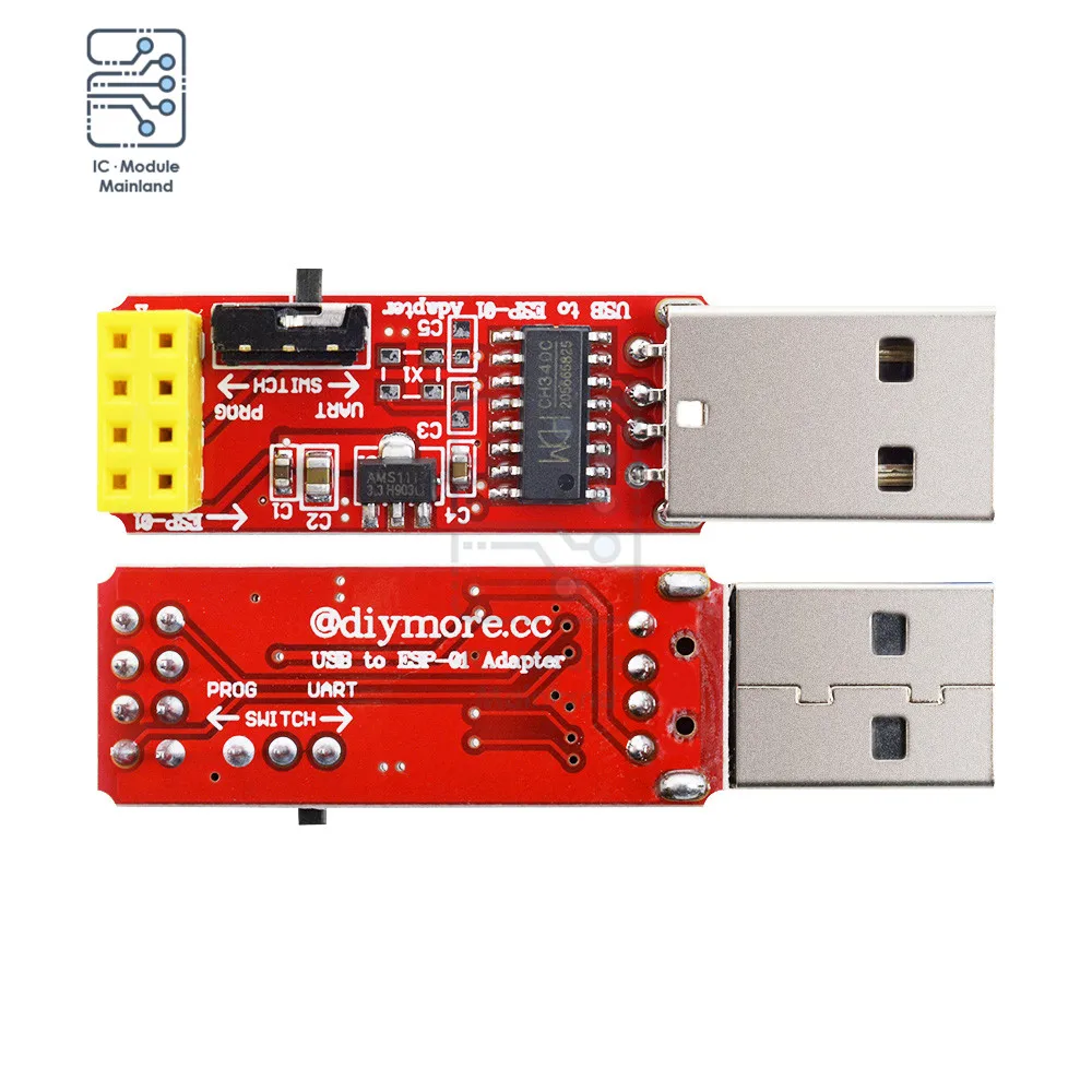 

ESP8266 DC 3.3V CH340 USB to Serial ESP-01 ESP-01S ESP01S Wireless Wifi Developent Board Programmer Adapter Module for Arduino