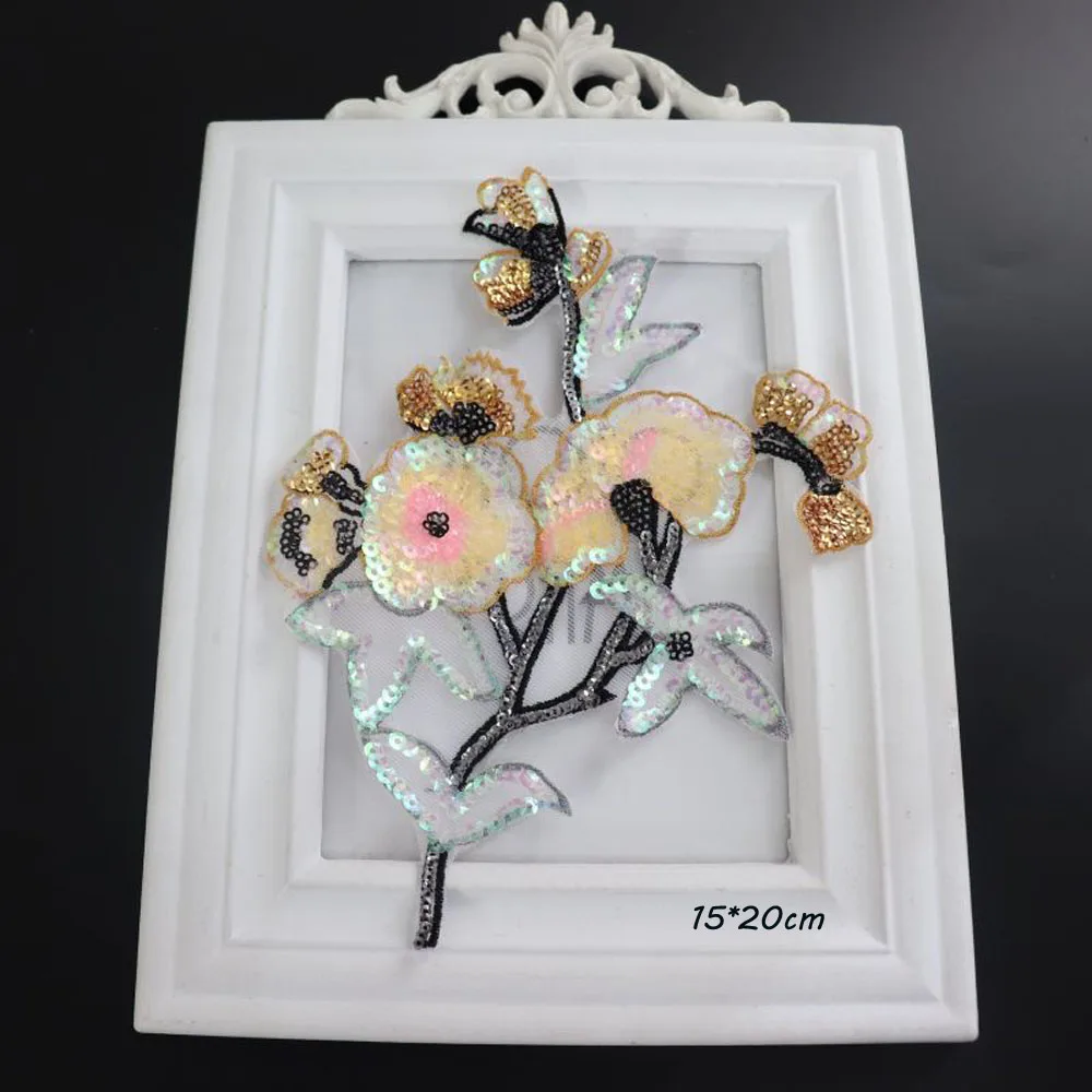 Нашивки с блестками и цветами для одежды 1 шт. | Дом сад