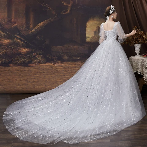 Wedding Dress for Women Ball Gowns Bride Luxury Plus Size Tail Wedding Dresses Princess Lace Up Dress Vestido De Novia
