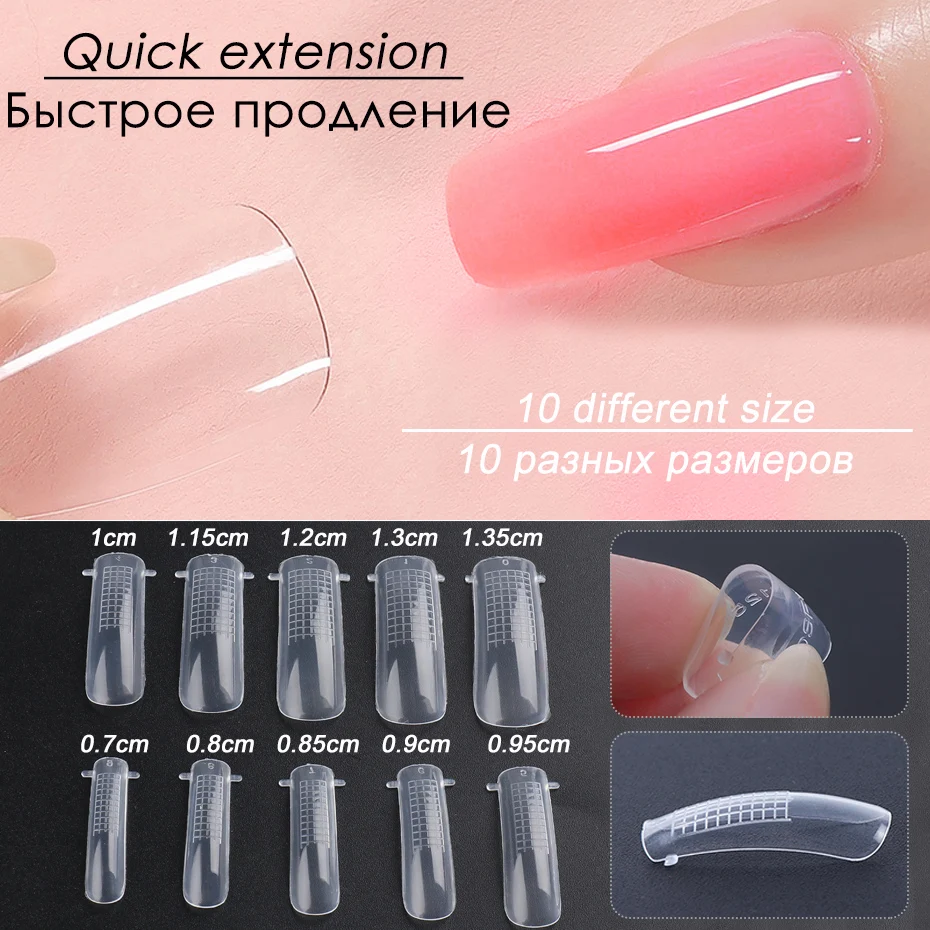 

5pcs Acrylic Nail Extension Kit 15ml Clear Pink Quick Building Set For Manicure Finger Extend With Nail Tips Dual Form SA1809-4
