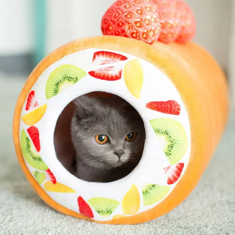 

Sleeping Bed For Cats Cute Cotton Cake Shaped Pet Cats Bed Funny Decor Kitten Washable Sleep Pad /Cave HOT