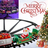 christmas electric train mini santa claus railcar creative tree xmas decor kids toys gift with sound light music model toys
