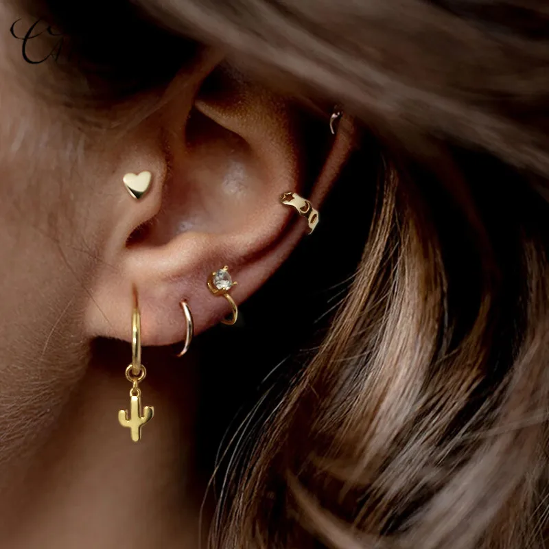 Женские мини серьги гвоздики CANNER из стерлингового серебра 925 пробы с кактус лист