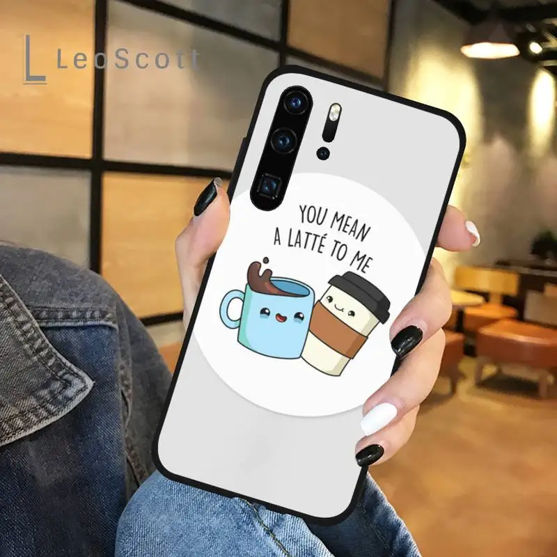 

Funny cartoon coffee wine cup Phone Case For Huawei honor Mate P 9 10 20 30 40 Pro 10i 7 8 a x Lite nova 5t cover funda