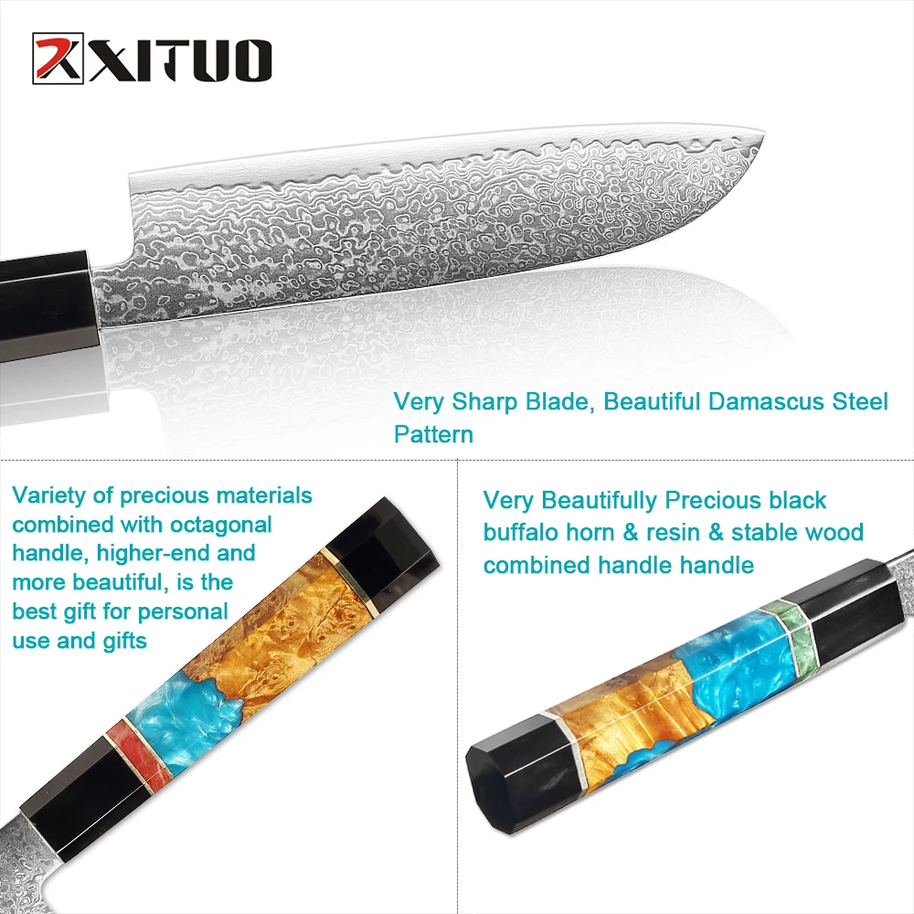 xituo 5 inch santoku knife japanese damascus vg10 steel 67 layers chef knife kitchen knives gadgets tools kitchenware tableware free global shipping