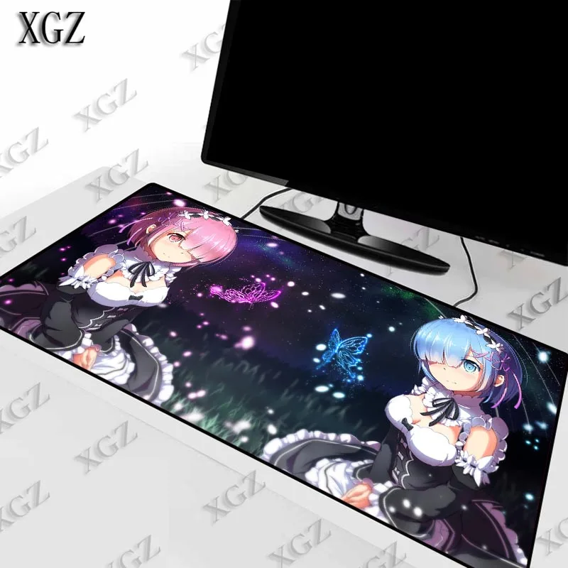 Большой игровой коврик для мыши XGZ Rem Re Zero с аниме девушкой компьютерный