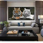 Картина на холсте с изображением двух милых тигров, для гостиной, без рамки