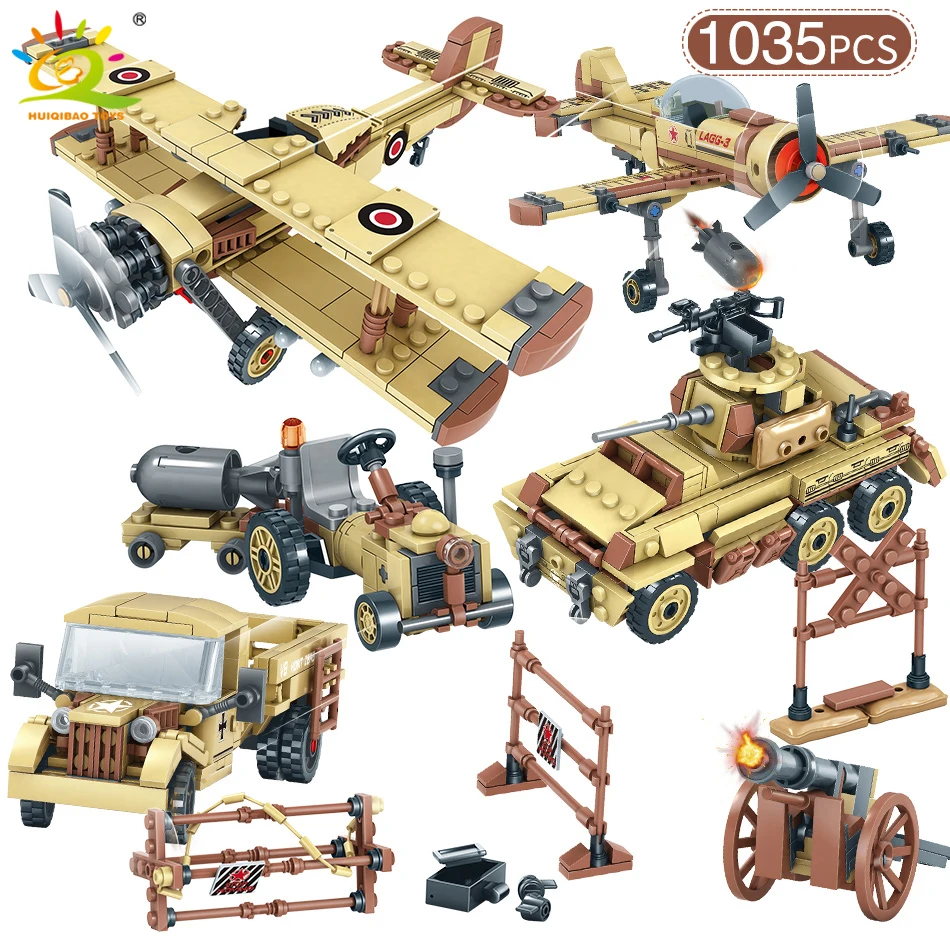 HUIQIBAO военные WW2 солдатские фигурки модель самолета строительные блоки оружие
