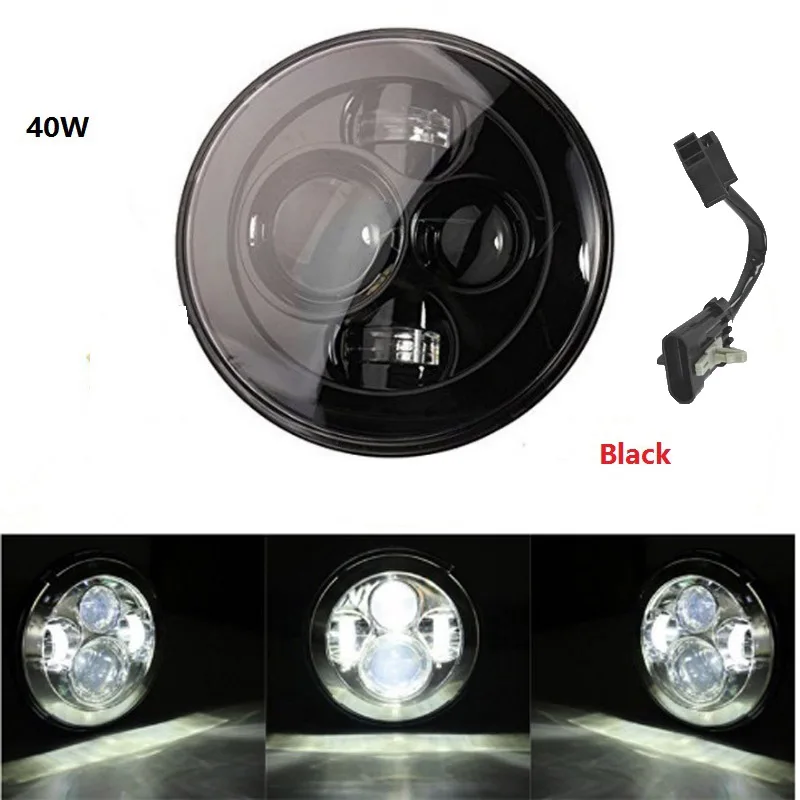 40W headlight black Круглый 7 ''мотоцикл черный проектор Moto светодиодный светильник лампа головной светильник для Harley Sportster Touring Street Glide Softail FLHXF Trike - Цвет: 40W headlight black