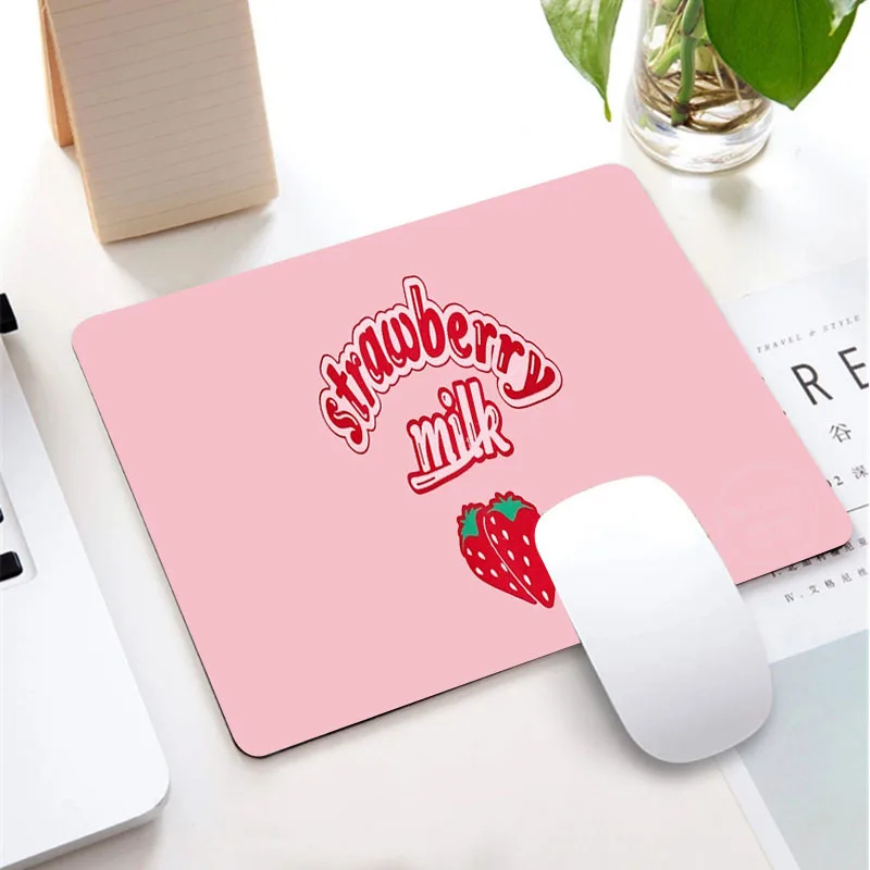 

Cartoon Strawberry Pink Mouse Pad Gaming Accessories Notebook Genshin Impact Kawaii Placemat Desktop Non-slip MousePad for LOL