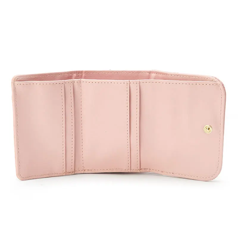 

My Melody Cinnamoroll Small Wallet Short Women Girls Purse Cute Pink Leather Trifold Wallets Ladies Money Bag Women Purse