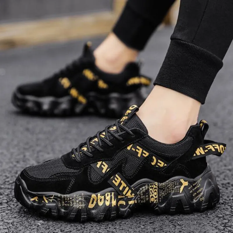 

Мужские кроссовки на платформе, черные дышащие кроссовки на платформе, повседневная спортивная обувь, весна-лето 2021