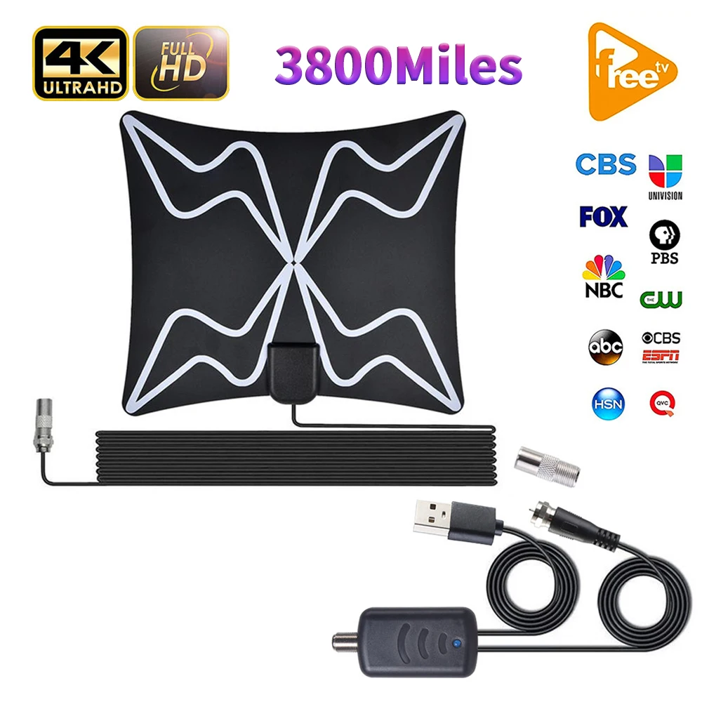 4K High Gain 3800 Miles Digital HDTV Antenna Amplifier Booster Active Indoor Aerial DVB-T2 CBS Freeview TV HD Digital Antenna