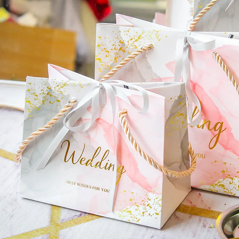 2020 new arrival wedding gift bag Marble pattern packaging box with ribbon favors paper for candy cookies tableware | Дом и сад