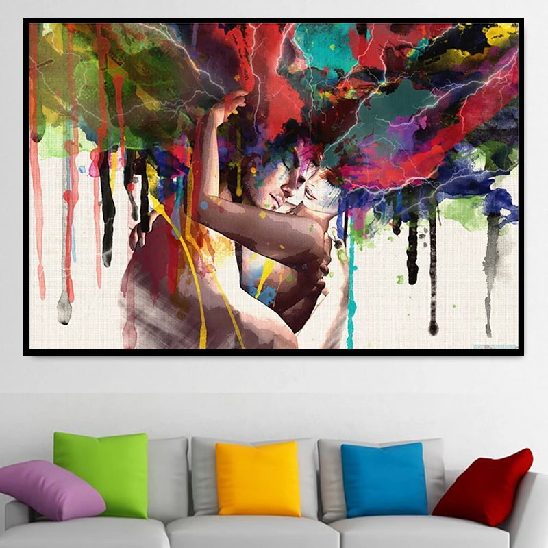 100% ручная роспись абстрактная картина маслом на холсте для влюбленных Настенная